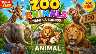 Zoo Animals for Kids | Learn Wild Animals Names | Fun Animal Video 🦁🐘🐯