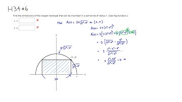 Example: Maximizing the Area of Rectangle Inscribed in Semi-Circle - MTH 109 H3.4 #6 (SU18)