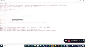 Chapter 02 :13 - Python Tokens | Types of Python Tokens | Python Literals | Python Identation
