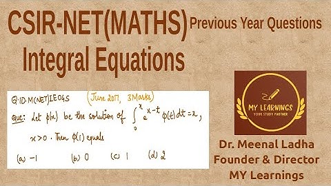 Integral Equation (Volterra Integral Equation of first kind) Question UGC NET (Q.ID.M(NET)IE04S)
