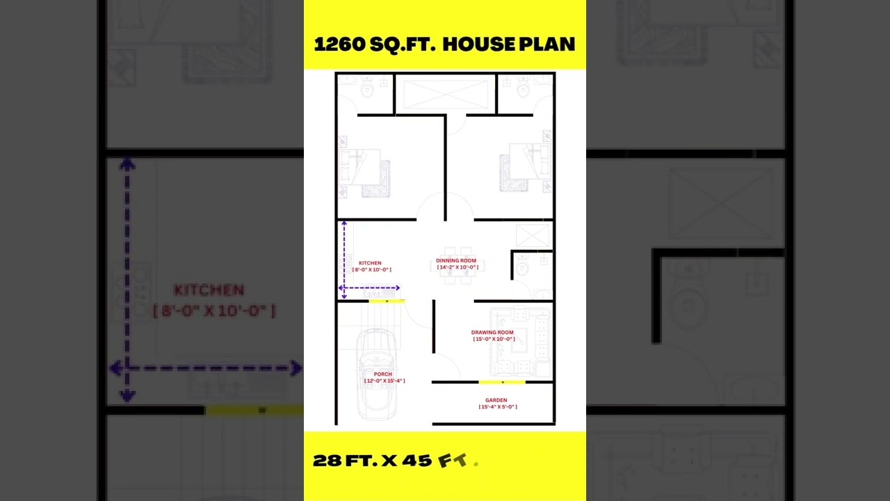 1260 sqft. House Design | 28x45 GharkNaksha | Exterior & Interior | Front Elevation & House Plan