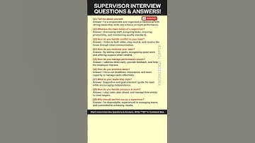 Supervisor Interview Questions and Answers