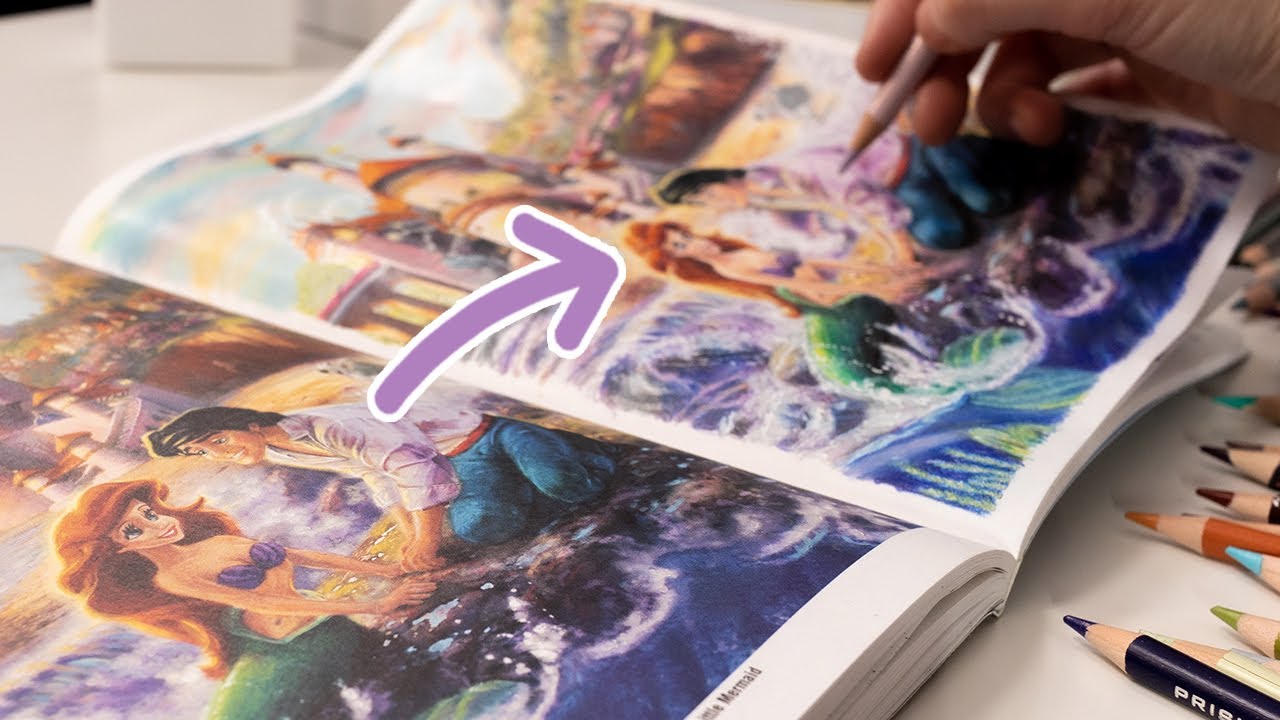 Thomas Kinkade Disney Adult Coloring Book Challenge: The Little Mermaid 