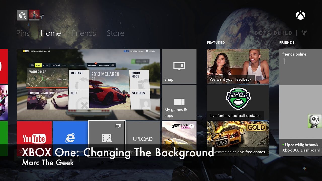 Xbox One: Changing The Background - YouTube