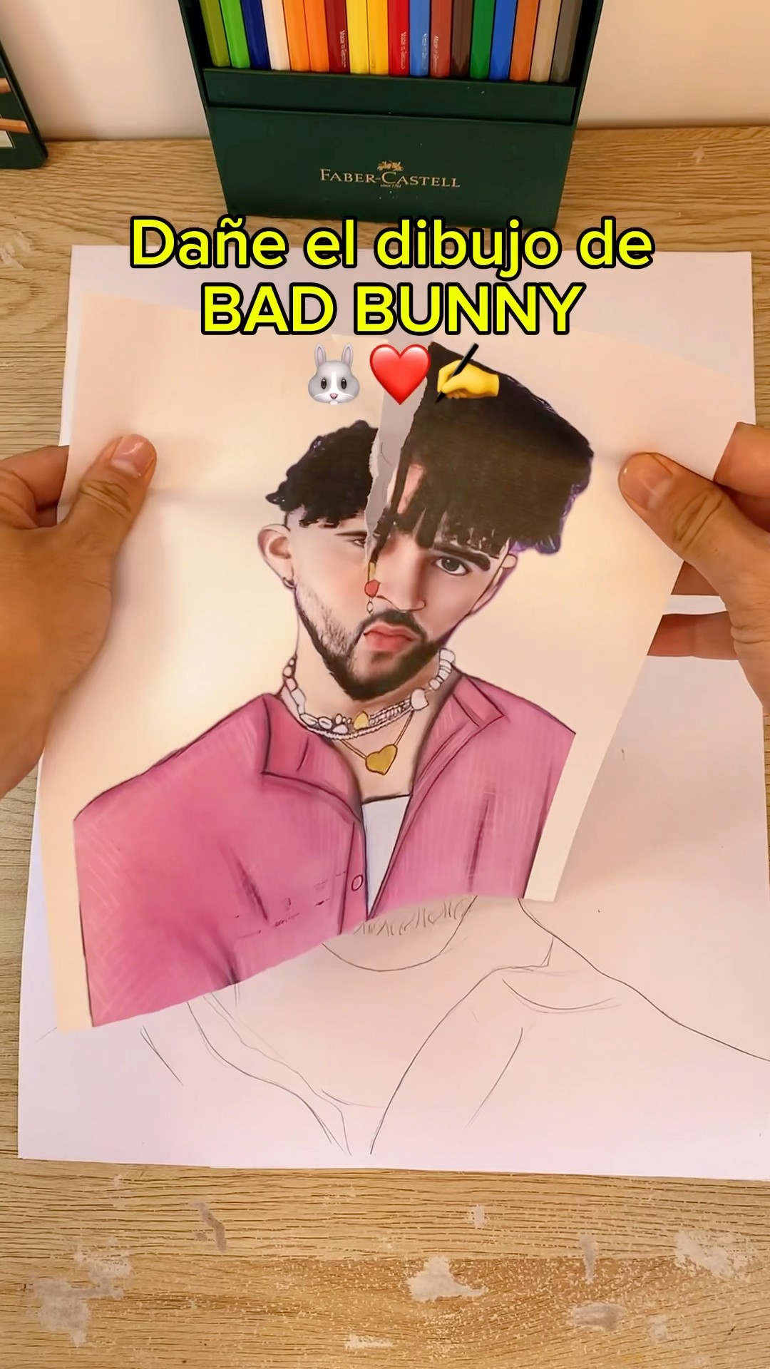 Dañe el dibujo de bad bunny para dibujarlo mejor ✨✍️❤️ #badbunny #arte #dibujo