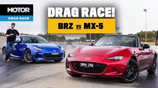 Subaru BRZ vs Mazda MX5 DRAG RACE! | MOTOR