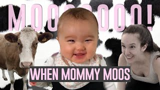 Baby Pekoe Laughs When Mommy Moos
