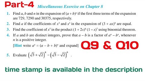 Chapter 8 Binomial Theorem miscellaneous exercise class 11 maths Q9 to Q10