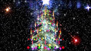 Christmas tree and sparkling snow particles.