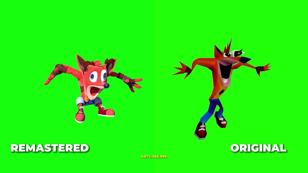 Crash Bandicoot Woah Meme Comparison Remastered Vs Original Green 