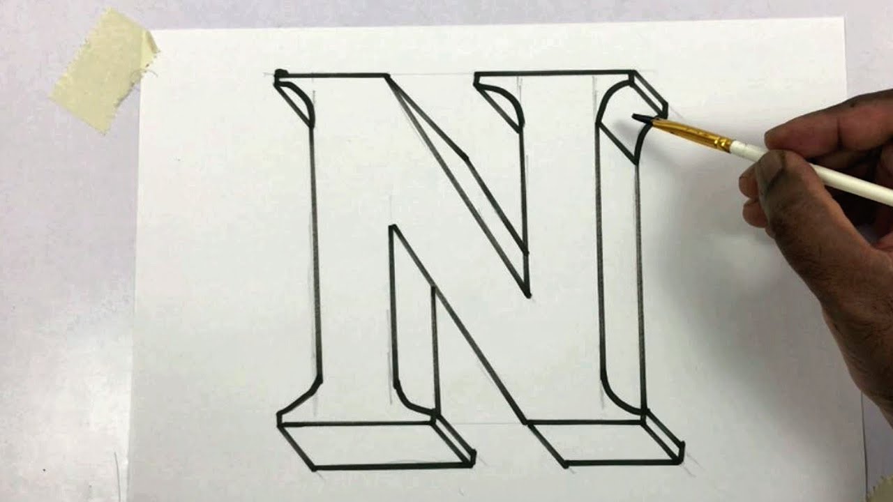 Draw letter N in 3D for assignment and project work | Alphabet N ...