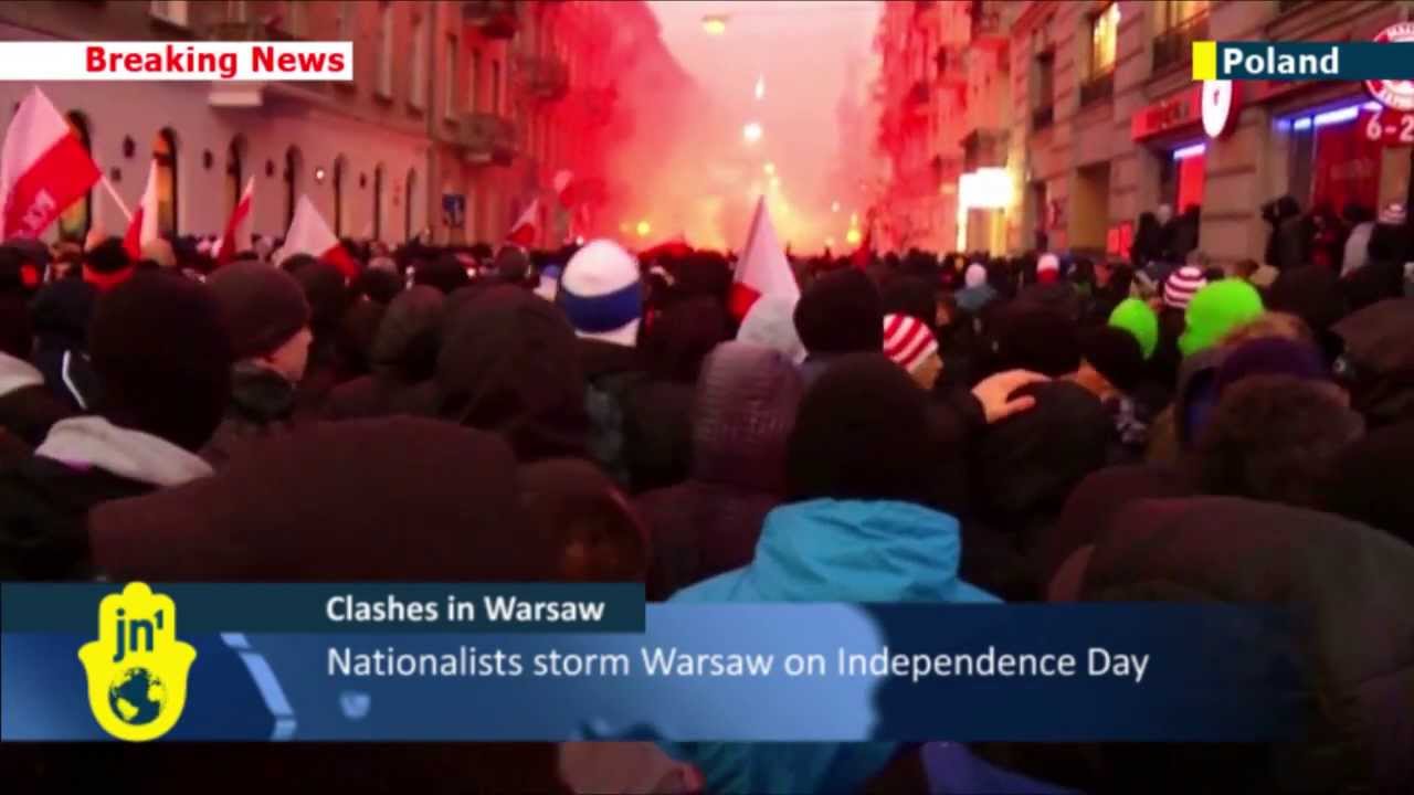 Polish nationalists clash with far-left protesters in Warsaw during Independence Day celebrations