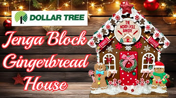 Dollar Tree 🌲 Jenga Block Gingerbread House 🏠
