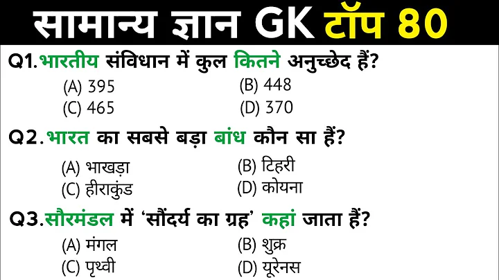 सामान्य ज्ञान | General Knowledge | Top 80 GK/GS questions | SSC GD, MTS, RPF, CRPF | GK quiz