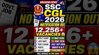 SSC CGL 2026 Notification Out 🔥 12256+ Vacancy | Full Details