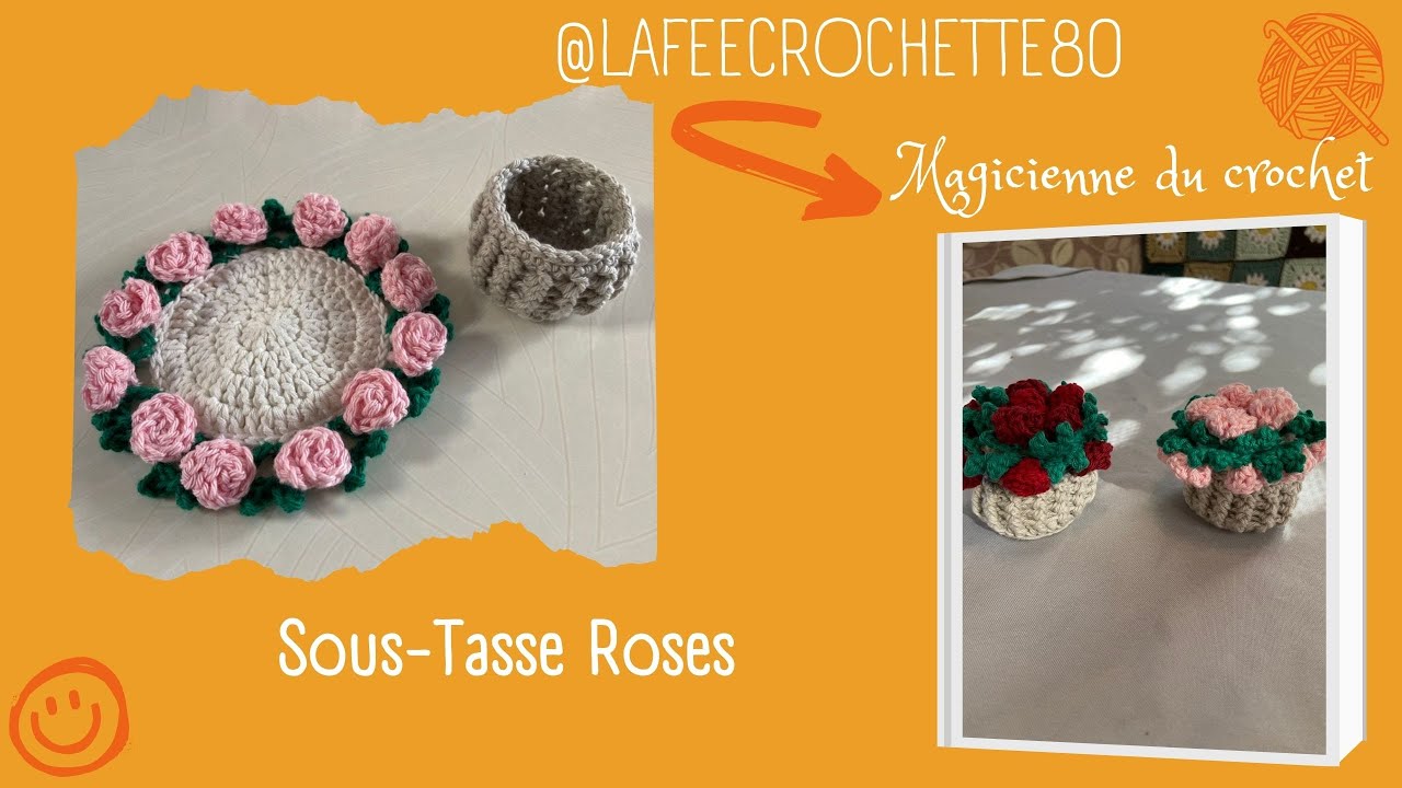 Tuto Crochet : Sous-tasse Roses