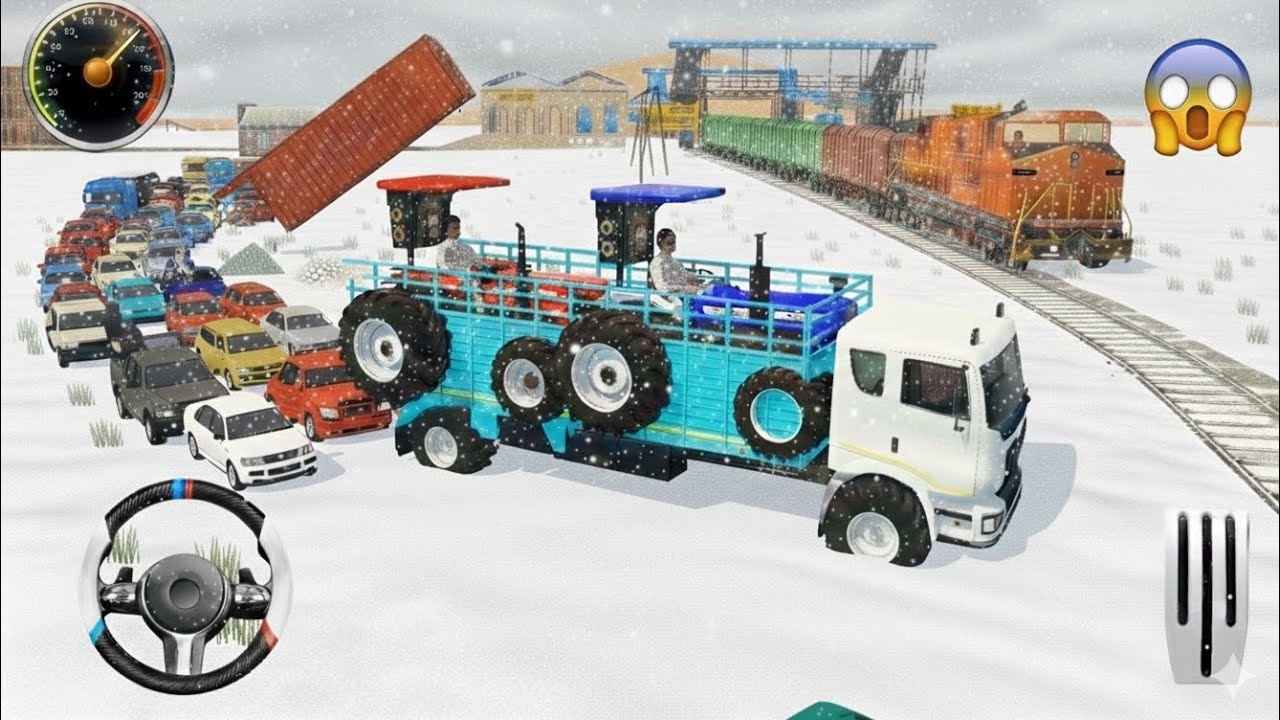 Loaded 🫩Truck vs train 🚂: Giant Train Stops the Traffic in Heavy Snowfall! 🌨️🚆 game 