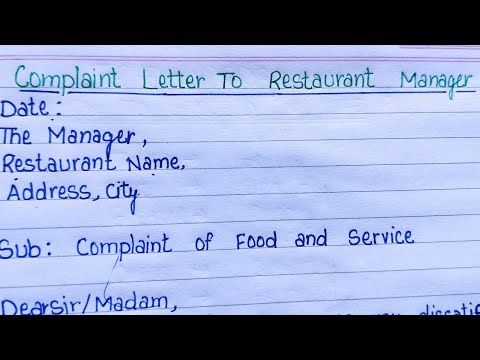 Complaint Letter To Restaurant Manager For Food and Service Complaint Letter In English