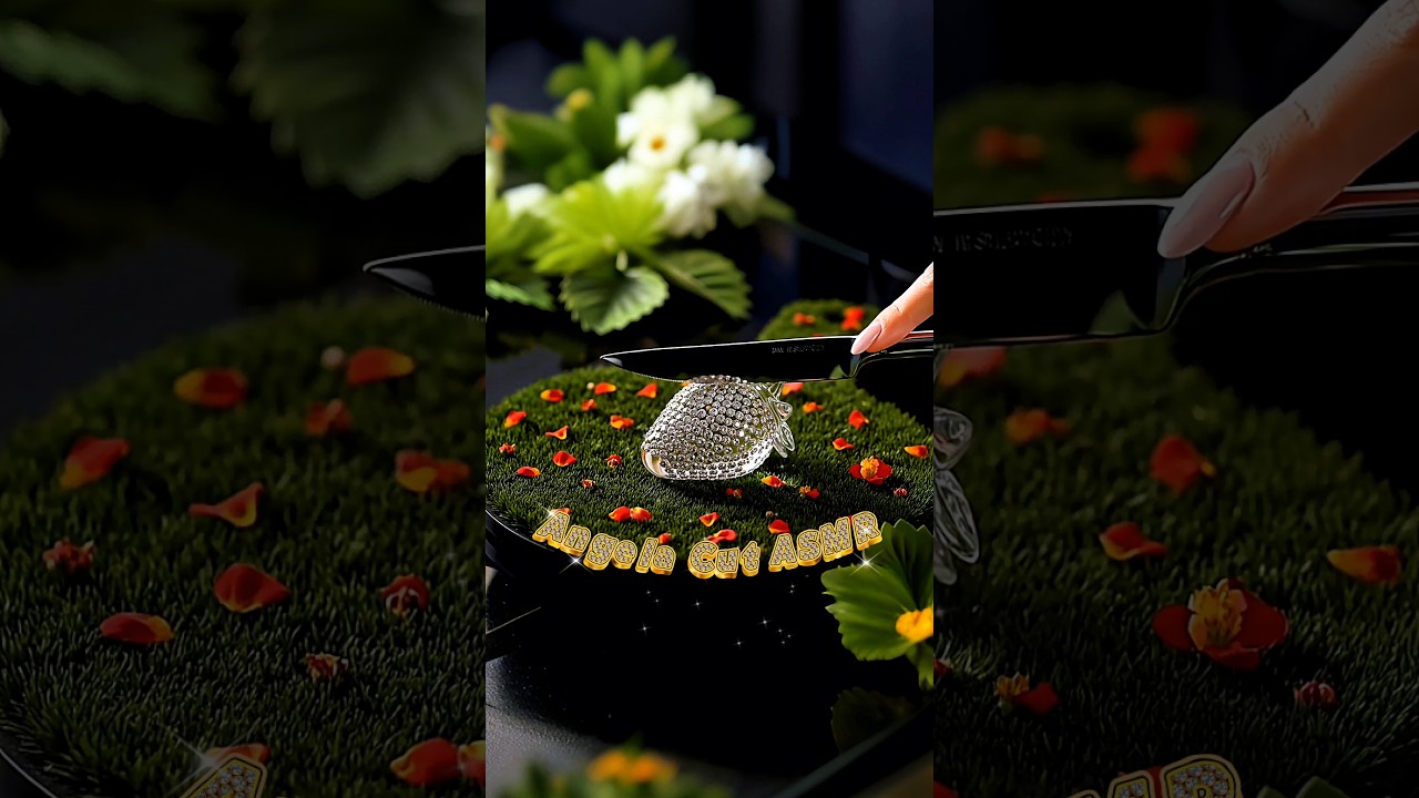 Satisfying Cutting Glass Fruits ASMR Diamond Strawberry 🍓 