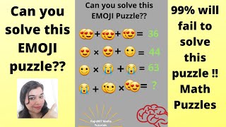 Can you solve this EMOJI puzzle?EMOJI math puzzle with solution!99% will fail to solve this! #puzzle