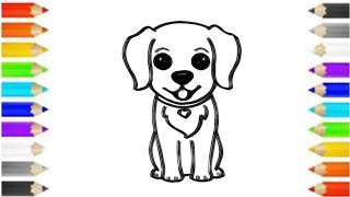 How to draw a dog step by easy cute dog Easy drawing #kidsdrawing ‎@Manopanting 