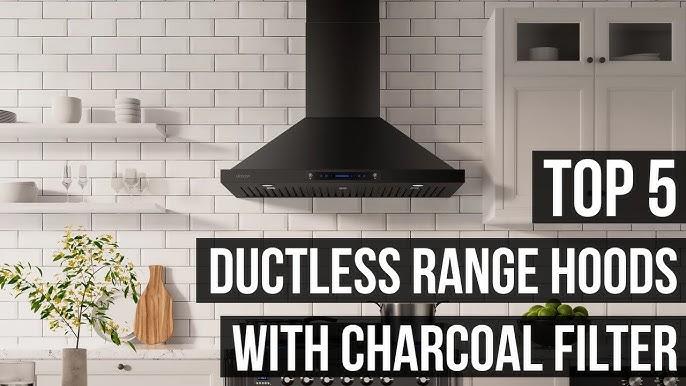 Ductless Range Hood 30 inch with Anti-fingerprint Design, Black Kitchen  Vent Hoods with 3 Speed