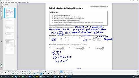 Math 1050 3-1 Video 1 Rational Functions