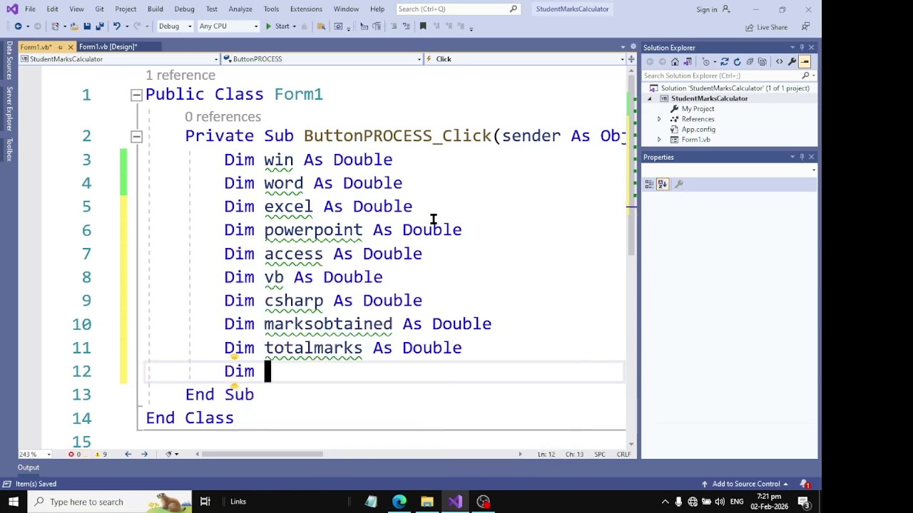 Student Marks Calculator Code Design