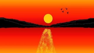 MS Paint Sunset Drawing Tutorial | Easy Scenery with Mountains & Birds 🌅#rekhasharma  screenshot 1