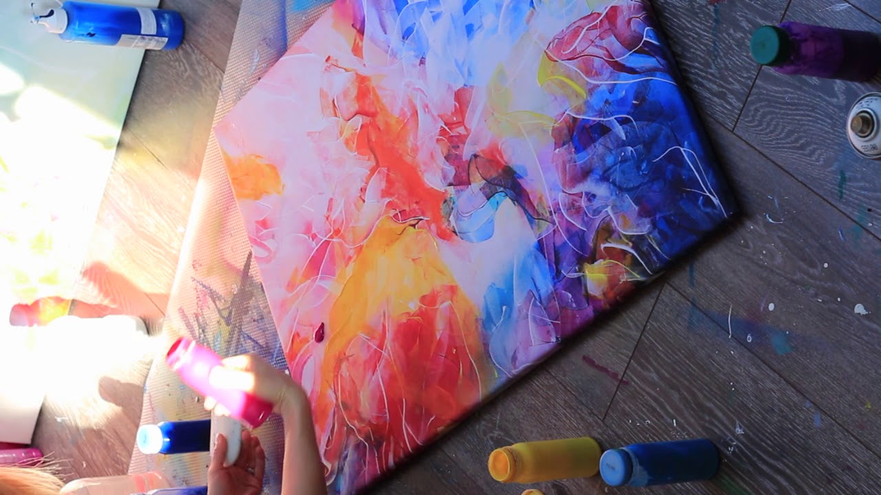 Abstract painting demonstration, acrylic painting/ukázka abstraktního