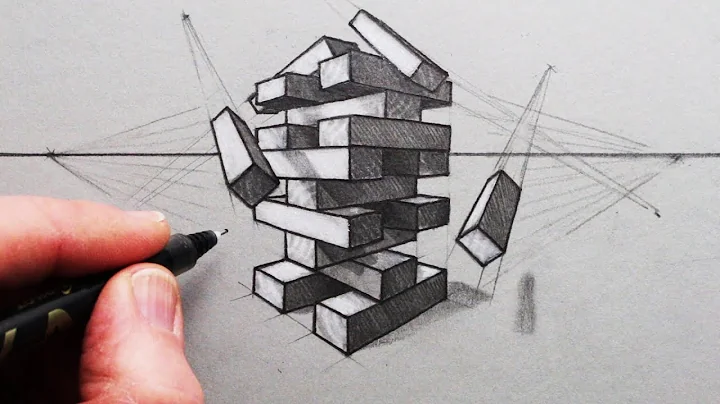 How to Draw using 2-Point Perspective: A Jenga Tower of Blocks