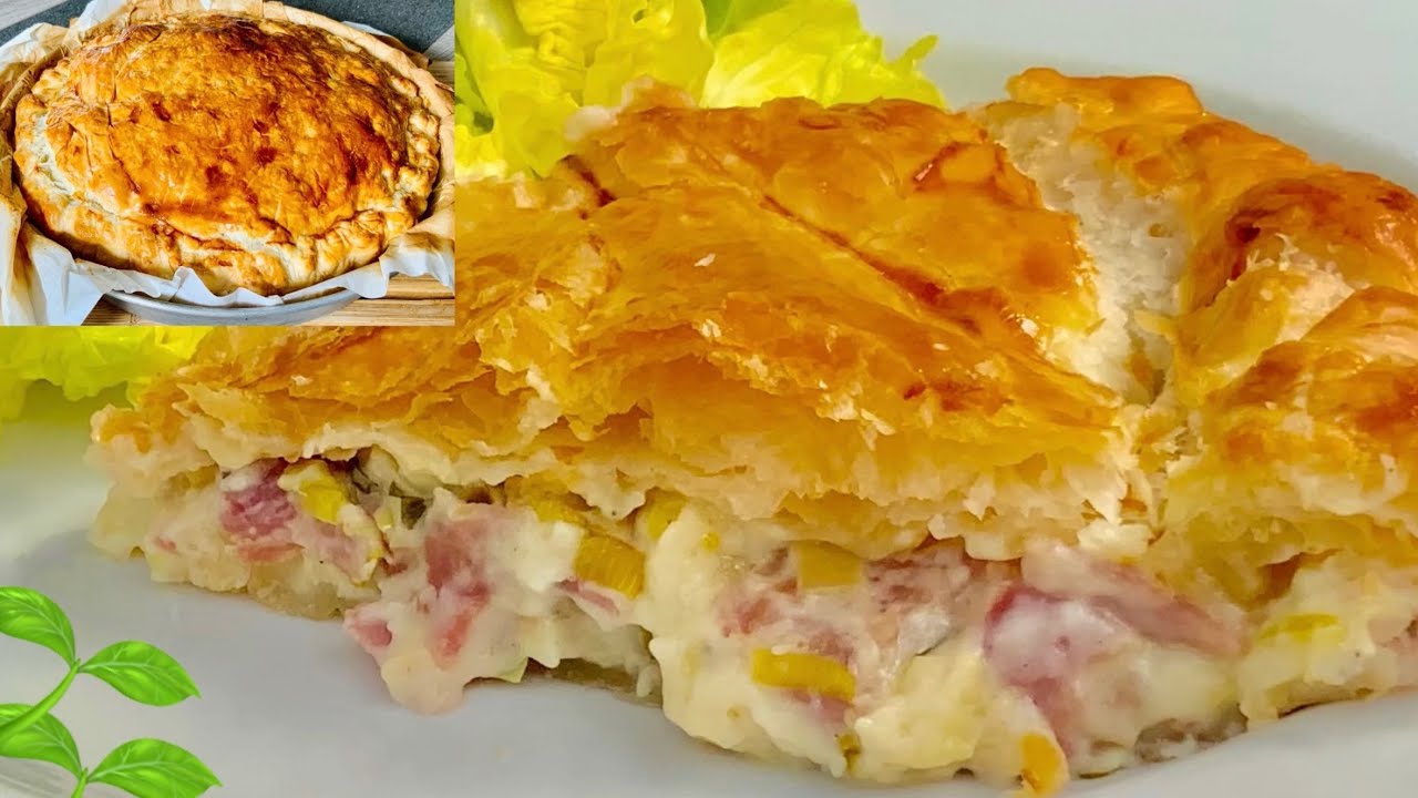 Recette délicieuse de tourte poireaux jambon👌😋🥰