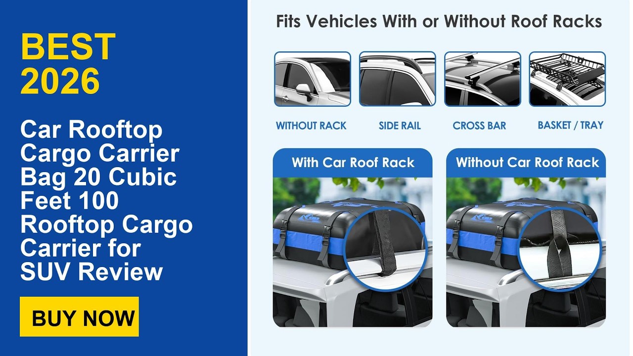 Aazon.co: Rooftop Cargo Bag, 26 Cubic Feet Rooftop Cargo Carrier Bag...