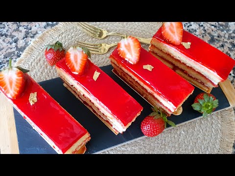 العودة🥰  طرونش باتيسري بوصفة المحلات بذوق الفراولة🍓 البنة خيااال يذوبوا في الفم