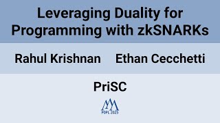 [PriSC'25] Leveraging Duality for Programming with zkSNARKs