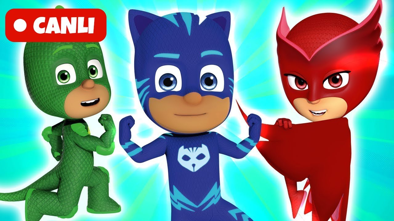🔴 CANLI: Pijamaskeliler 🌙 Baykuş Kız, Kedi Çocuk ve Kertenkele ile 24/7 Kesintisiz Macera