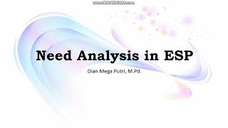 Need Analysis in ESP