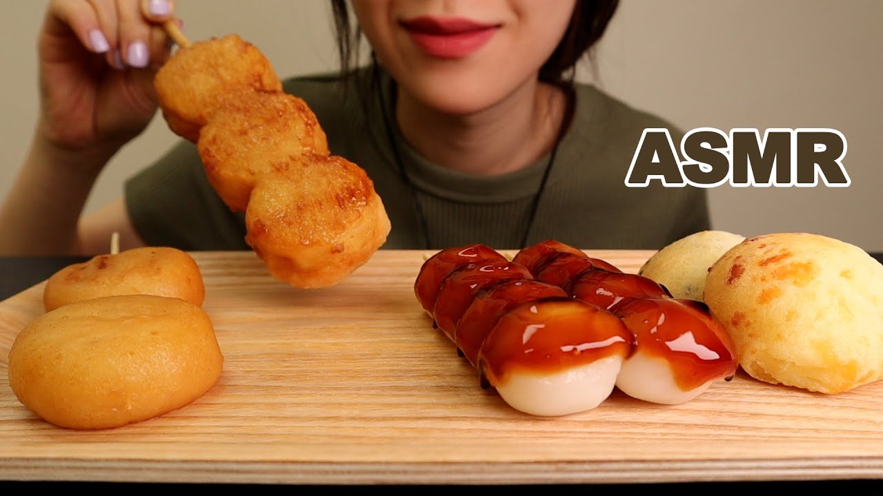 ASMR MOCHI CHEESE BREAD + RICE CAKE SKEWERS + DANGO (EATING SOUNDS) | SIK ASMR
