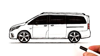 How to draw a Mercedes Benz Vito car