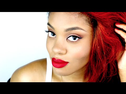 Warm Neutral Eye with Bright Matte Red Lips | Samirah Gilli