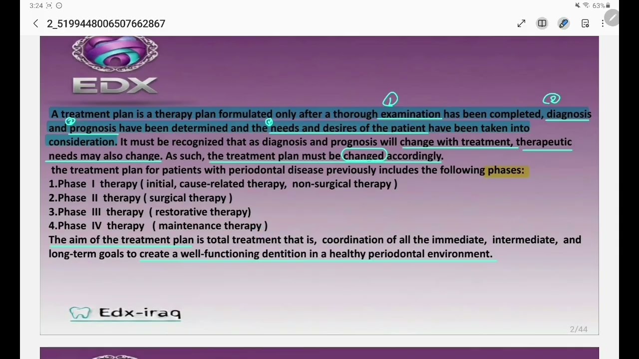 محاضرة Treatment guide lines for patients With periodontal disease (part 1) periodonticsمرحلة رابعة