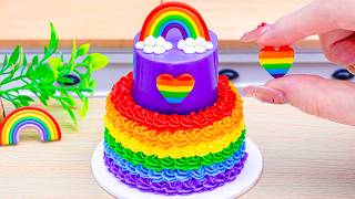 🌈❤️ How To Make A Rainbow Heart Cake | Beautiful Mini Bliss Rainbow Cake Decorating ASMR