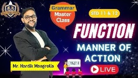 English Grammar; Function; Manner of action, Std.-11 & 12 #masterclass  #grammar  #std11 #std12th