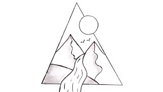how to draw a triangle scenery drawing|pencil drawing|easy step by step drawing|easy drawing
