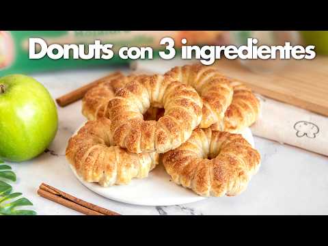 DONUTS de HOJALDRE y MANZANA 🍏 | Postre Fácil con 3 Ingredientes | Recetas con Hojaldre Dulces