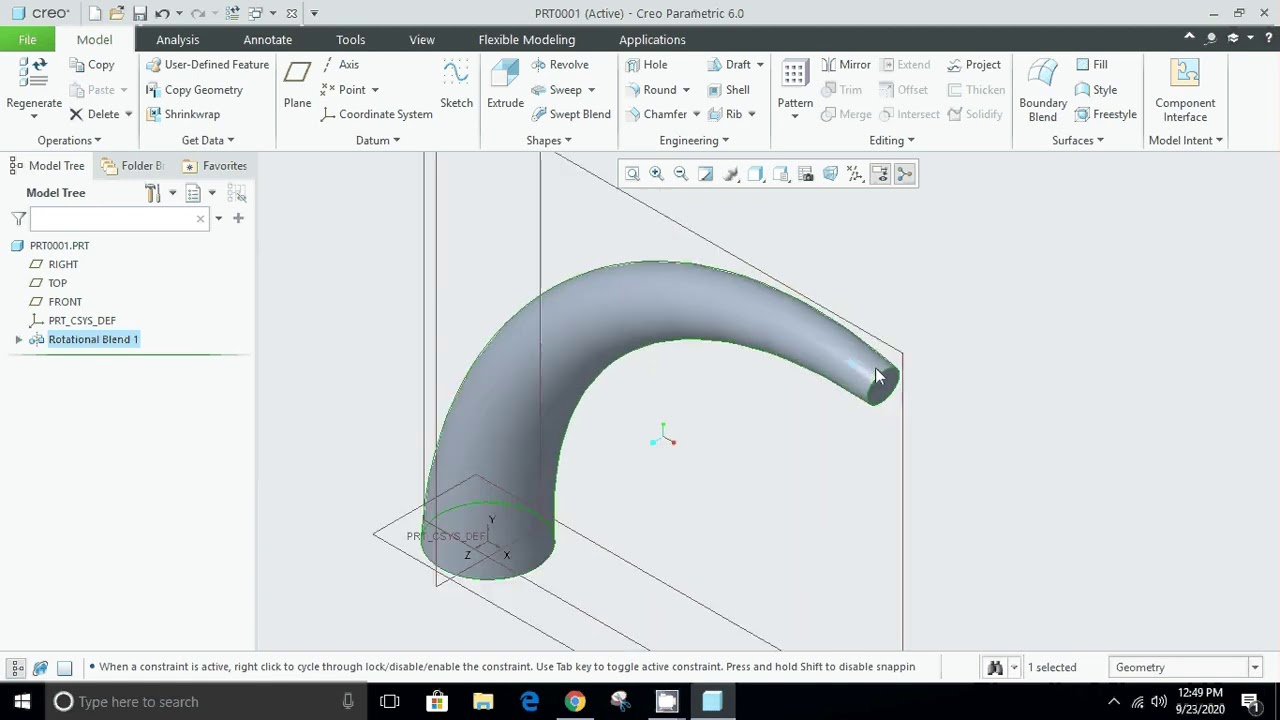Week4b CREO 6 0 Using ROTATIONAL BLEND feature