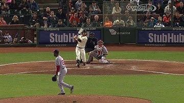 WSH@SF: Crawford hammers a leadoff triple to center