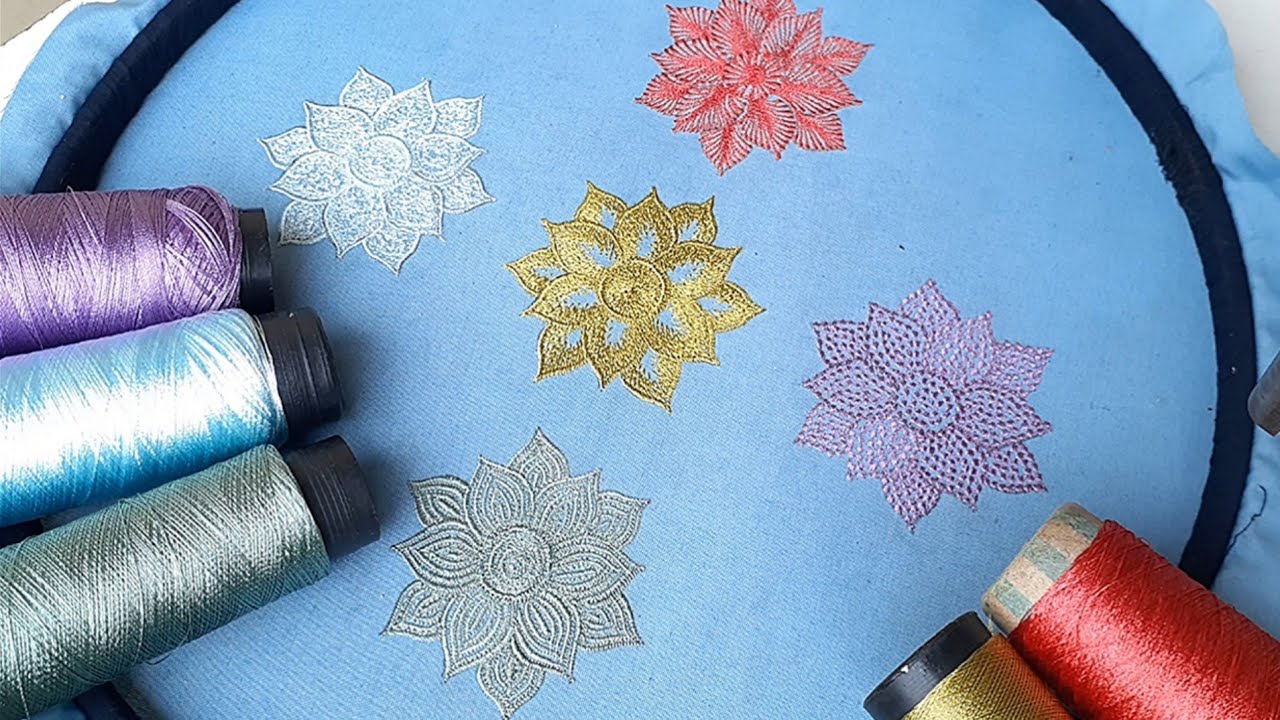 Simple floral embroidery with 5 different styles & embroidery techniques