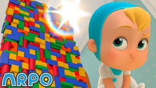 baby daniel wants to knock down giant tower arpo kids cartoons 30 minutes videos for kids