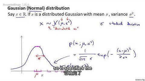 90机器学习（Machine Learning）- 吴恩达（Andrew Ng）中文字幕版Gaussian Distribution 【中英】